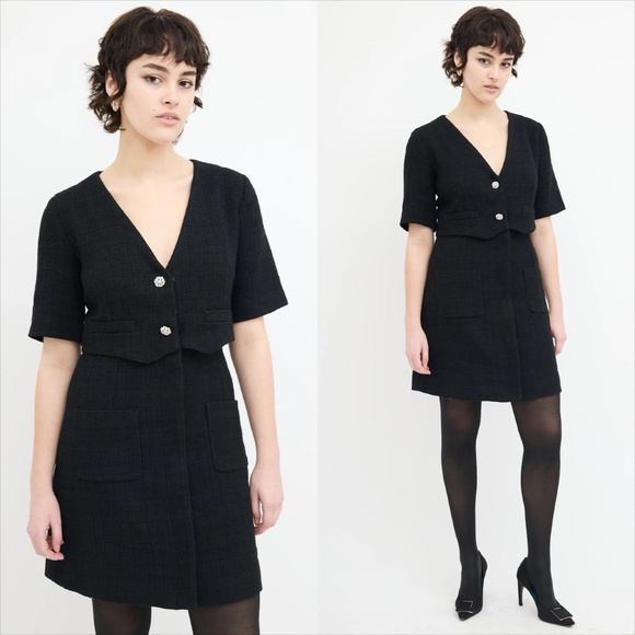 Sandro Manhattan layered tweed mini dress NO OFFERS - Picture 1 of 9